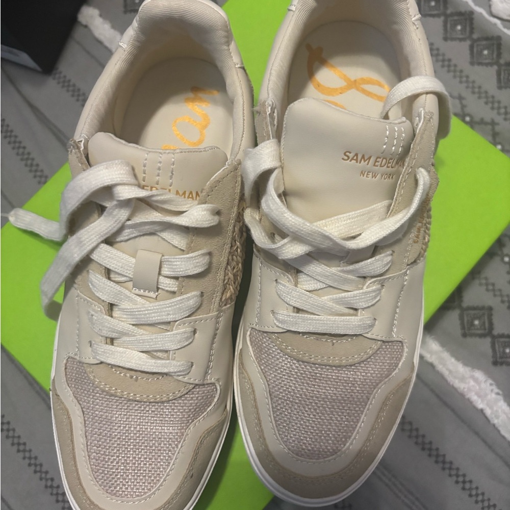 Women's Elcie Lace-Up Raffia Court Sneakers size 9